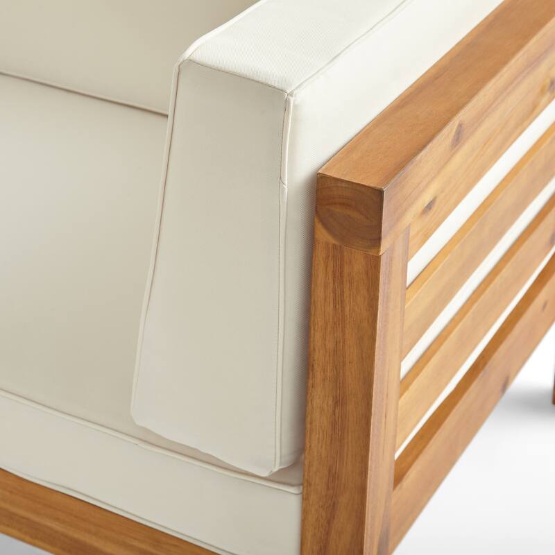 Oana Outdoor Acacia Wood Club Chair with Cushion by Christopher Knight Home