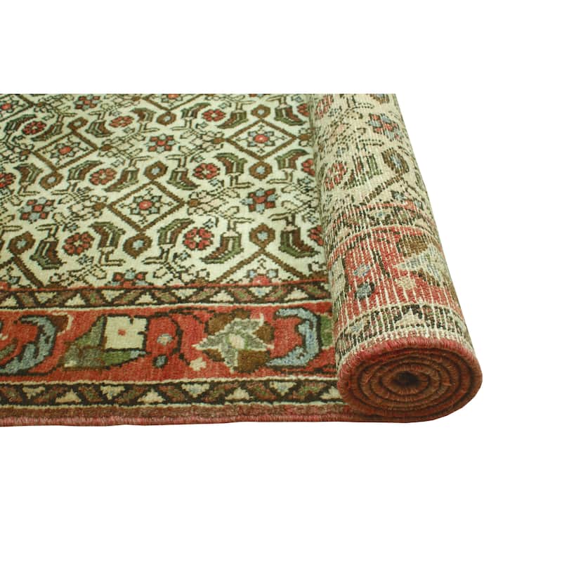 Fine Vintage Distressed Eliu Ivory/Rust Runner - 3'7" x 12'10"