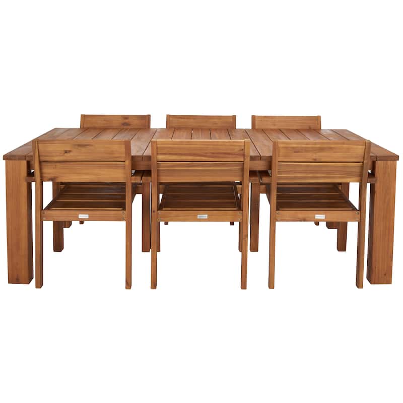 SAFAVIEH Outdoor Hestia Solid Wood 7-Piece Dining Set - N/A