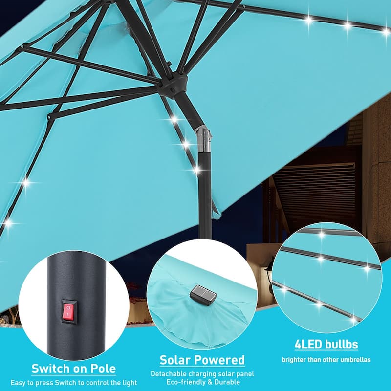 Autlaycil 10FT Solar Power LED Lights Patio Umbrella