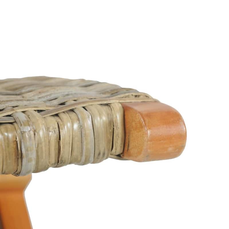 vidaXL Relaxing Chair Natural Kubu Rattan and Solid Mahogany Wood - 23.6" x 30.3" x 27.6"