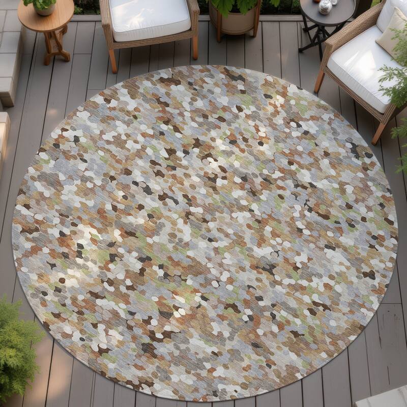 Machine Washable Indoor/ Outdoor Contemporary Halia Chantille Rug - Beige - 8' x 8'
