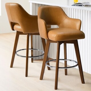 Faux Leather Swivel Contemporary Upholstered Counter Height Stools 1PK ...