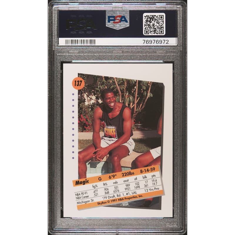 Magic Johnson 1991 Skybox Basketball Card #137 Graded PSA 10 - 8'6" x 11'6"