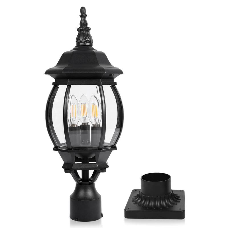 Outdoor 1/3 Light Post Lantern with Pier Mount Base(Pack 1 or 2)