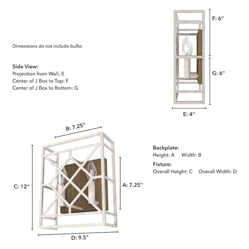 Hunter Langwood 2-Light Wall Sconce - Modern Farmhouse, Shabby Chic - Damp Rated - Bathroom, Laundry