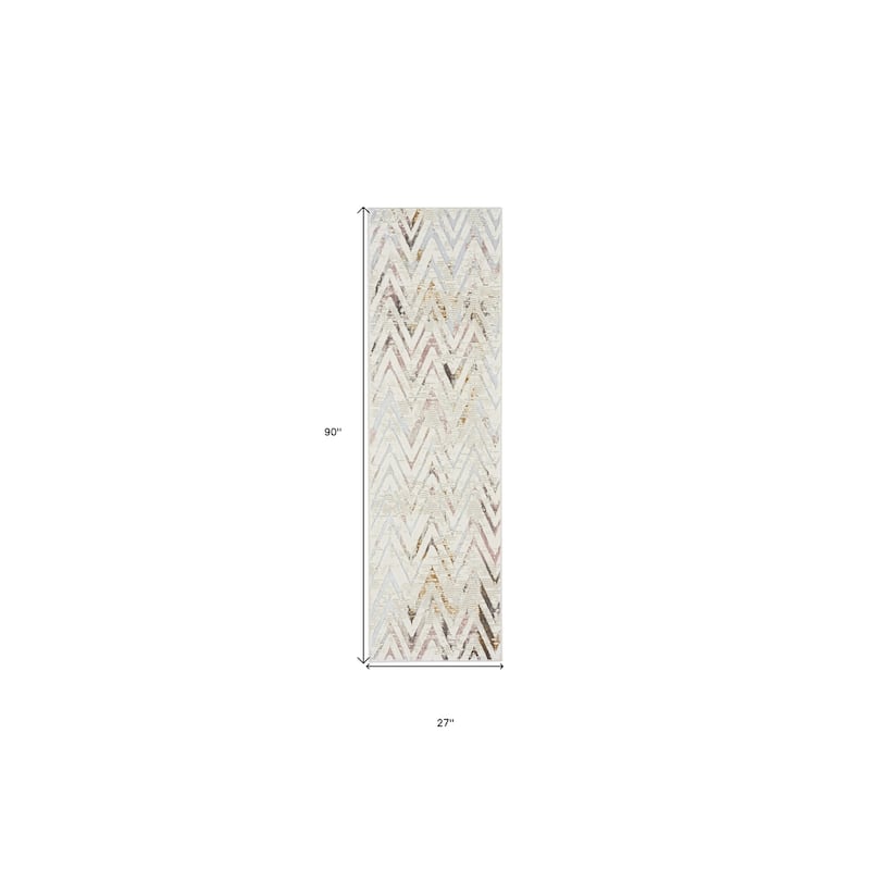 Power Loomed Distressed Abstract Modern Non Skid Stain Resistant Area Rug - 90' X '27' X '0.39
