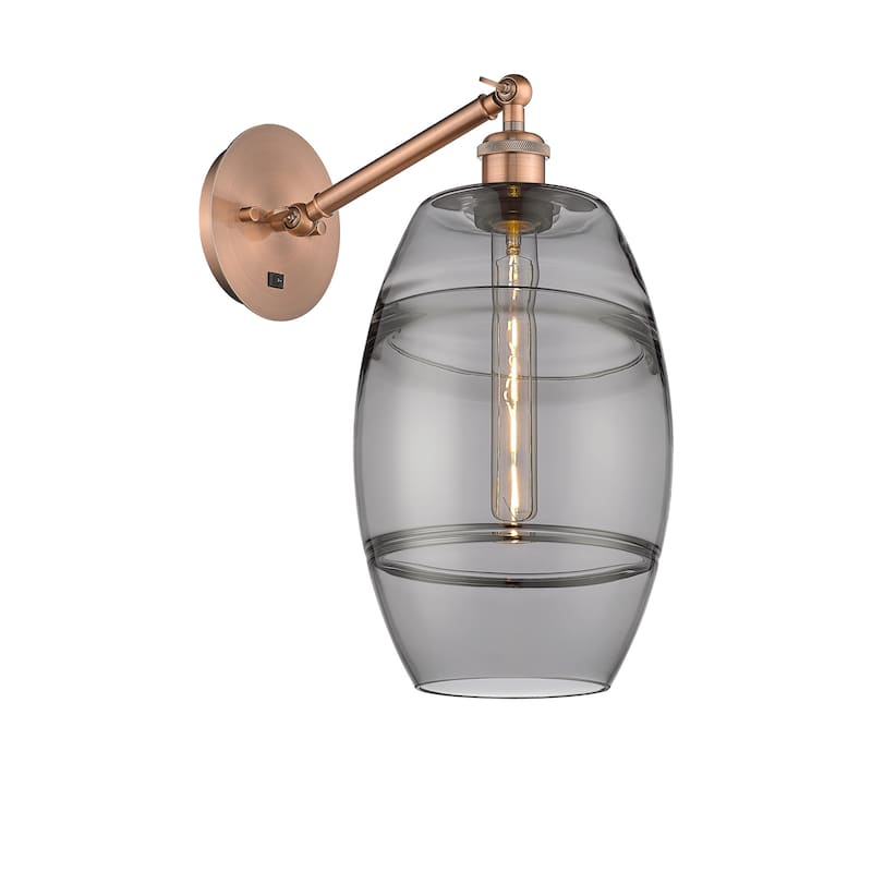Innovations Lighting 317-1W-10-8 Vaz Sconce Vaz 10" Tall Wall Sconce - Antique Copper / Smoked