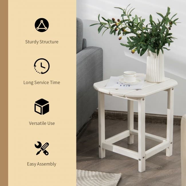 18 Feet Rear Resistant Side Table for Garden Yard and Patio -White - 19" x 14.5" x 18" (L x W x H)