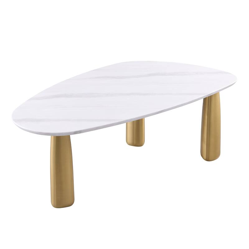 Furniture of America Luvien Modern 5-Piece White Sintered Stone Top Oval Dining Set