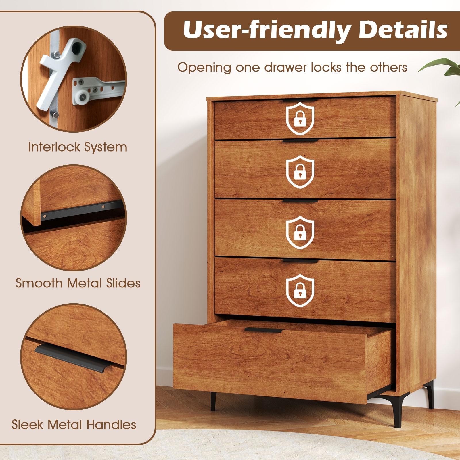 dresser with lock Better Home Products Cindy 7 Drawer Chest Wooden in Black For added peace of mind 1860s Six Drawer Dresser with