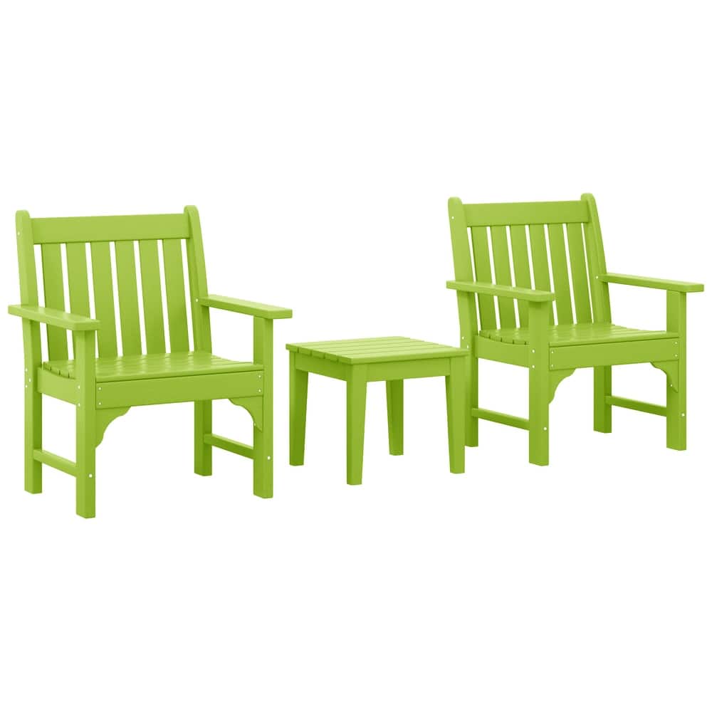 Laguna Outdoor Patio 3-Piece Garden Arm Chair Conversation Set With Side Table