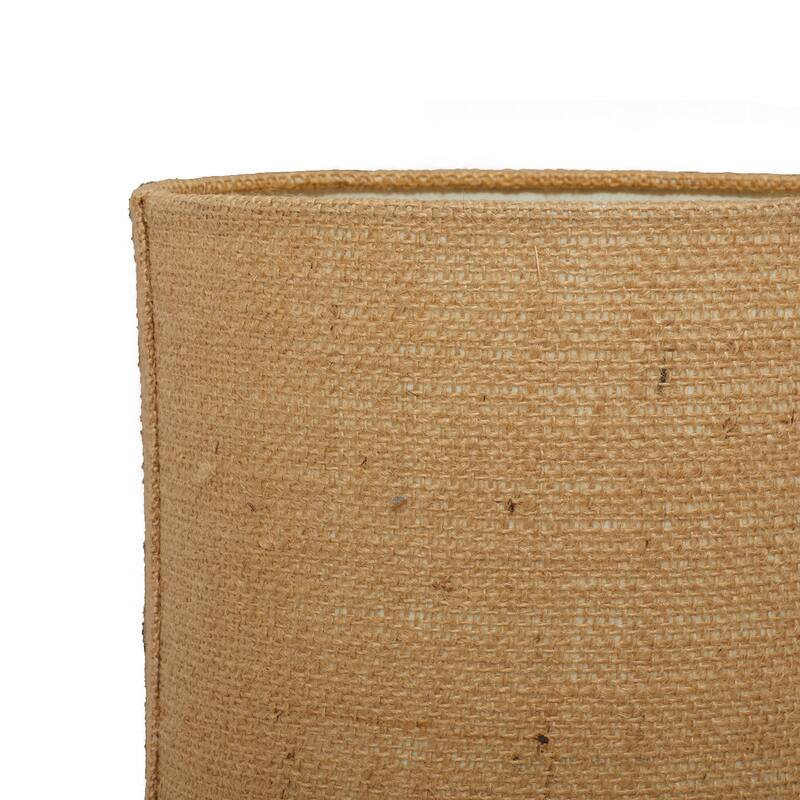 Dark Brown Wood Room Table Lamp with Jute Shade