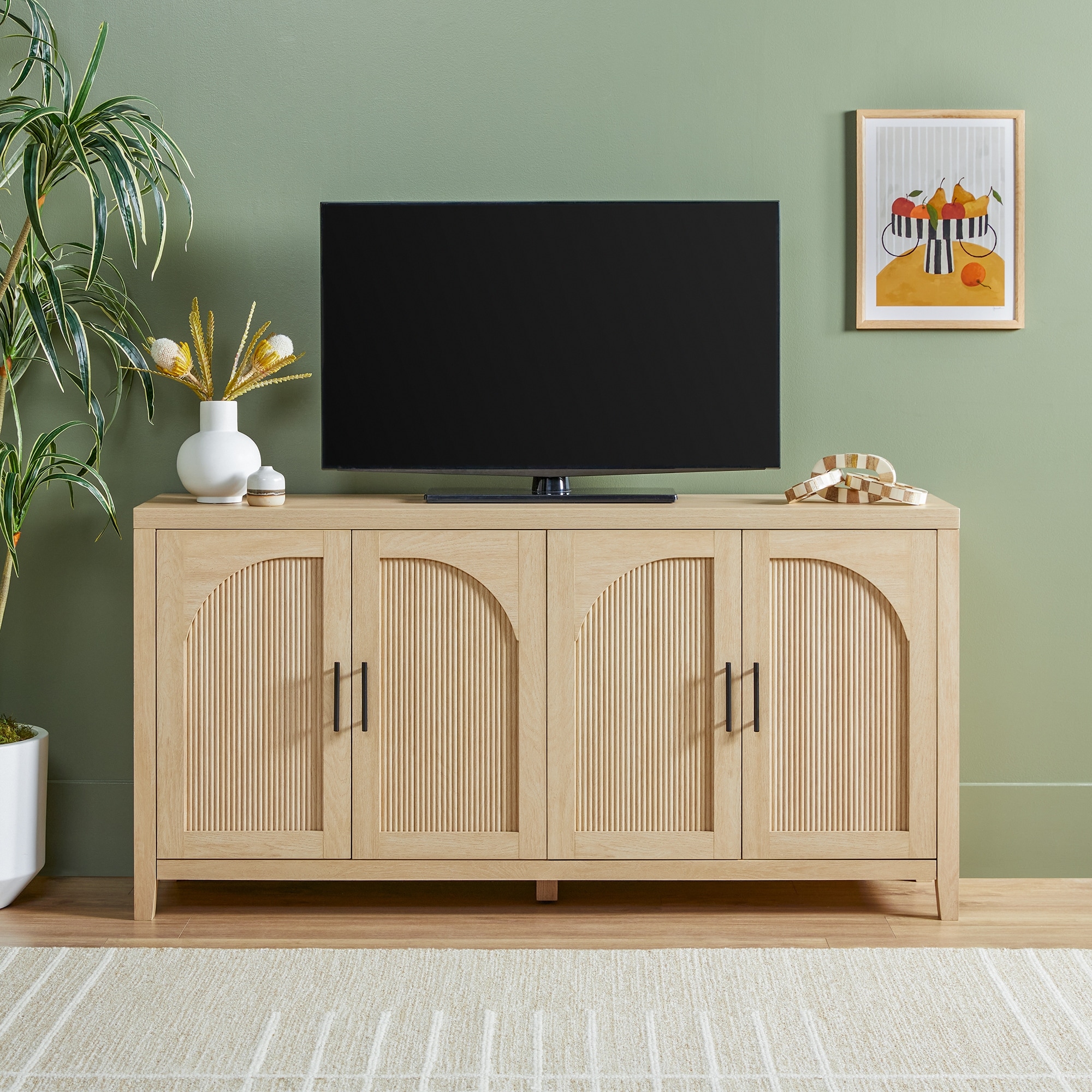 Walker Edison Modern 60-inch Reeded Sideboard with Arched Doors