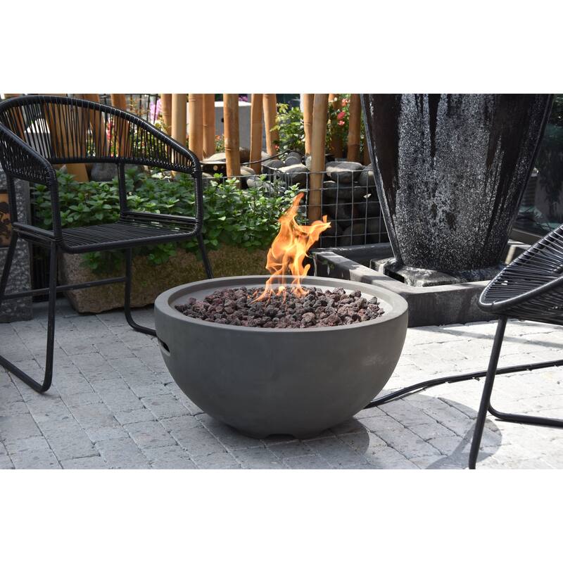 Modeno Nantucket 40,000 BTU Light Grey Concrete Propane Fire Table with Lava Rocks & Cover - 26.6 X 26.6 X 13.8