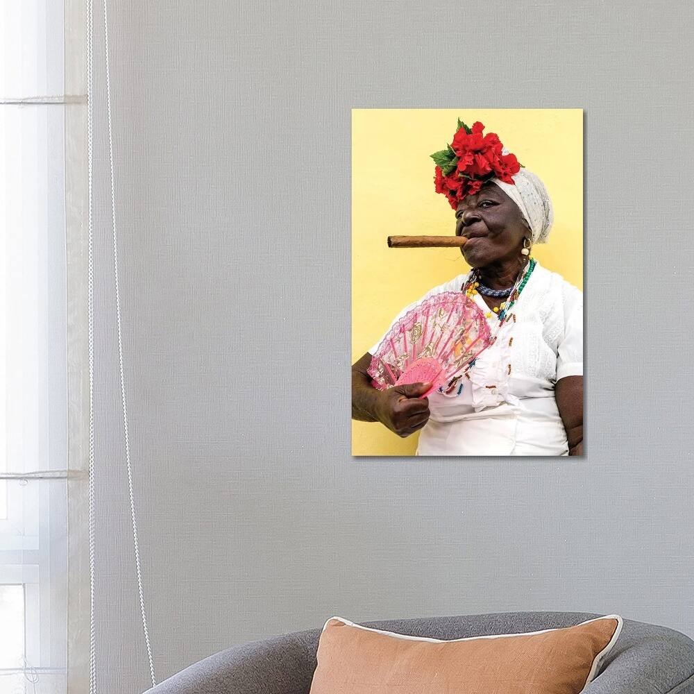 iCanvas "Woman Smoking Cigar In Havana Cuba" by Susanne Kremer Canvas Print
