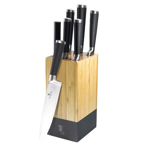 Berlinger Haus 7-Piece Knife Set w/ Bamboo Stand, Black Collection