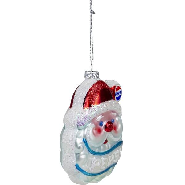 4.5 Blue and Red Glittered Santa Claus Head Pepsi Christmas