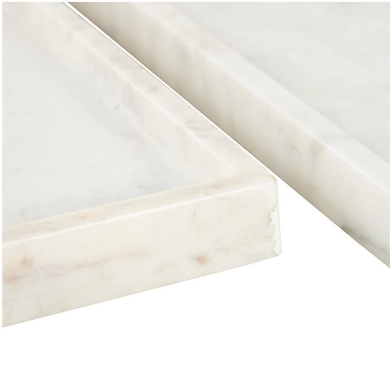 Marble Living Room Decor Tray with Raised Border - Set of 2 White, Black, Green - CosmoLiving by Cosmopolitan