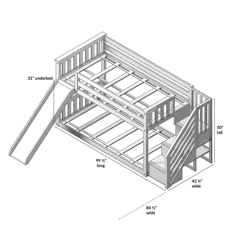 Max and Lily Low Bunk with Staircase Bunk with Slide
