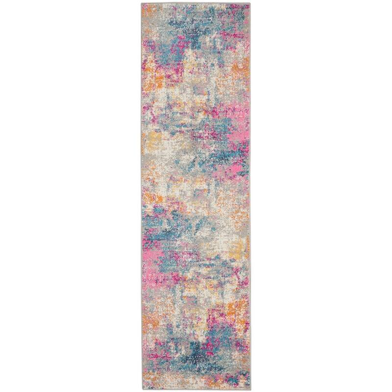 Nourison Passion Abstract Watercolor Multicolor Area Rug - 2' 2" x 12' - Ivory/Multicolor