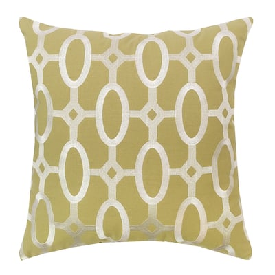 17" x 17" Cream on Green Tufted Pillow