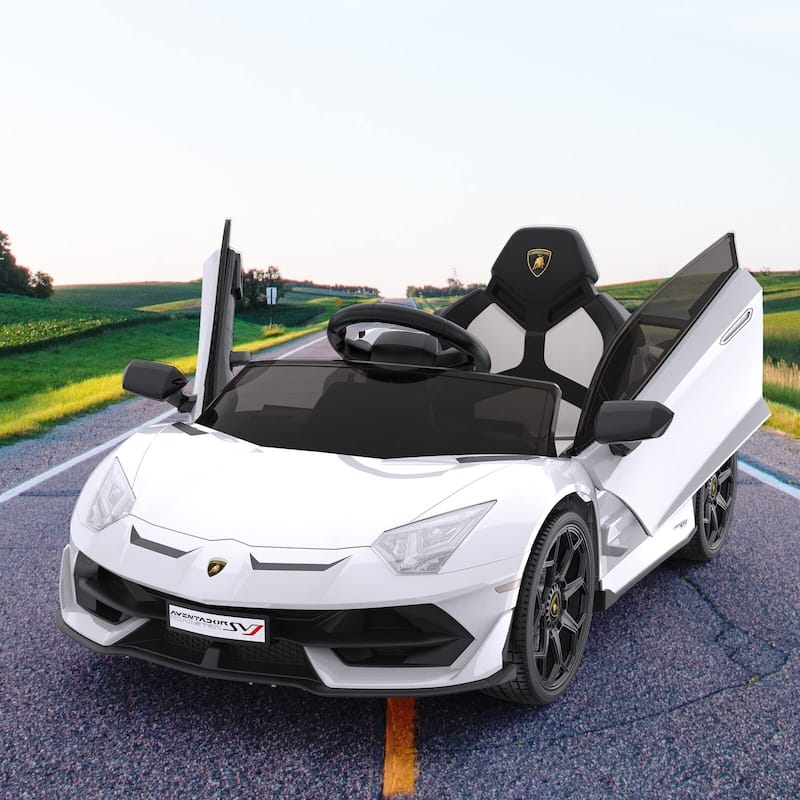 Ride on Car for Kids 12V Licensed Lamborghini Electric Vehicles Battery Powered Sports Car with Control - White