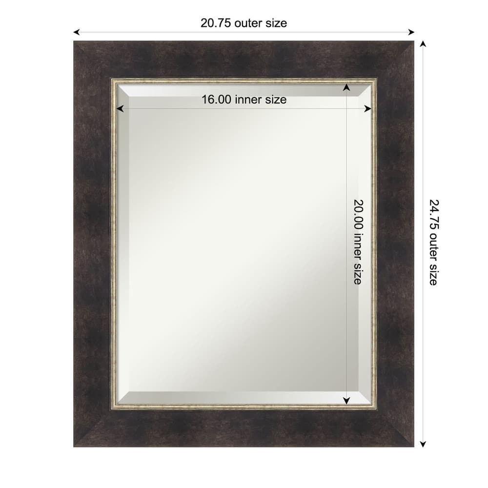 Odin Antique Bronze Beveled Wood Framed Bathroom Vanity Wall Mirror - Odin Antique Bronze