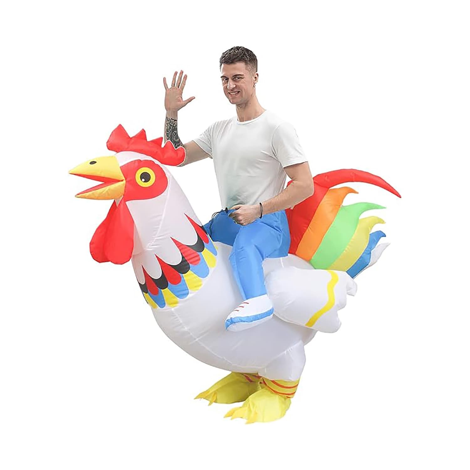 Halloween Inflatable Ride-on Rooster Costume Funny Jumpsuit