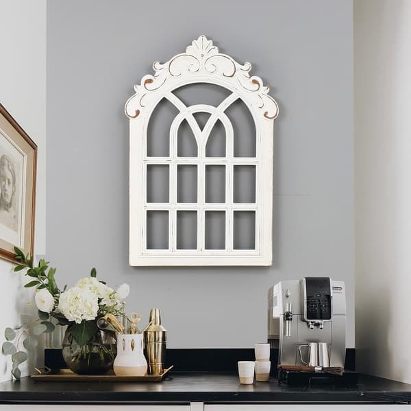 Distressed White Vintage Arched Window Wood Wall Decor Bed Bath & Beyond 36408538