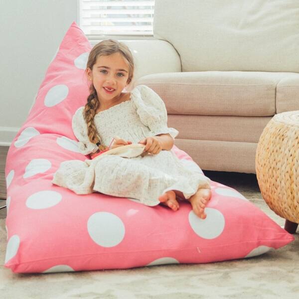 slide 2 of 8, Tadpoles Bean bag Chair Cover - Toy Organizer - Light Pink Polka Dots