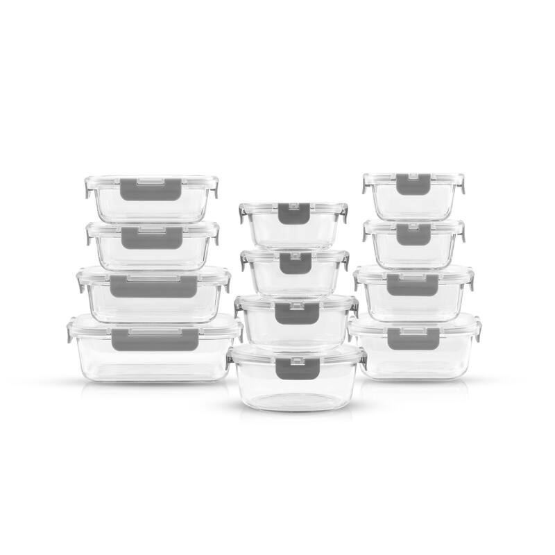 JoyFul 24 Piece Glass Food Storage Containers Set with Airtight Lids