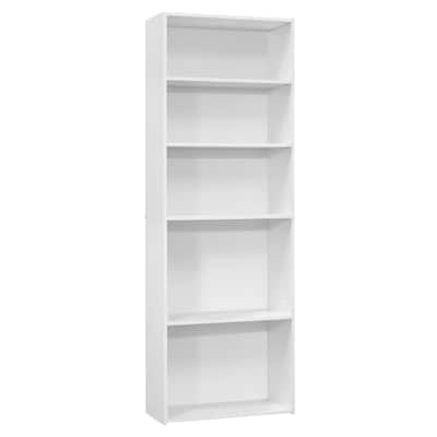 Wood Adjustable 5-Tier Bookcase with Veneer Finish for Office Storage - 11.75” D x 24.75” W x 71.25” H