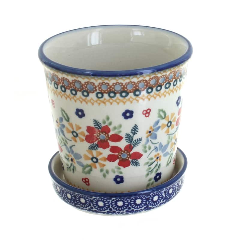 Blue Rose Polish Pottery P045 Manufaktura Flower Pot