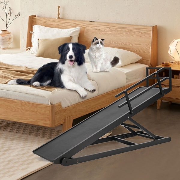 DoCred Pet Ramp, Portable Adjustable Height Folding Dog Ramp Bed