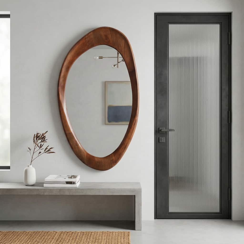 Decorative Oval Wooden Wall Mirror - 62.5"