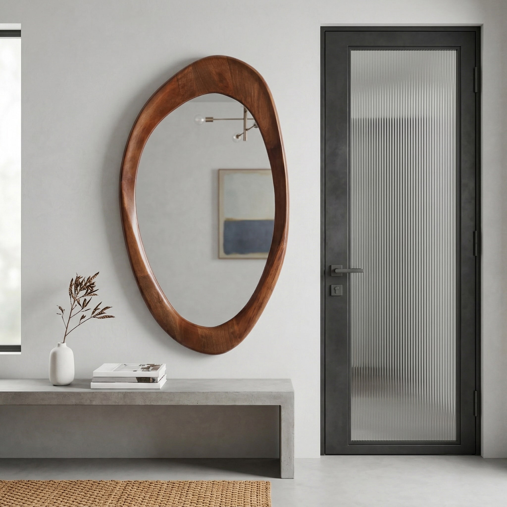 Decorative Oval Wooden Wall Mirror - 62.5"
