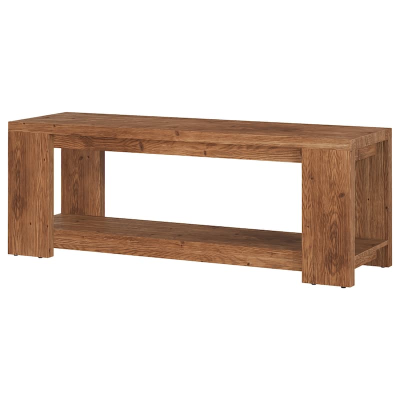 Solid Wood TV Stand, Media Console with Open Shelves, TV Entertainment Center Living Room Bedroom Accent Television Stand