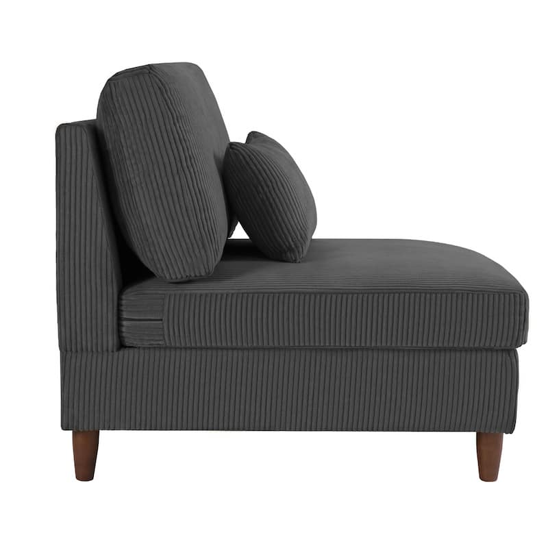 Corduroy Accent Chair with Ottoman Modular Couch Sectional Sofa