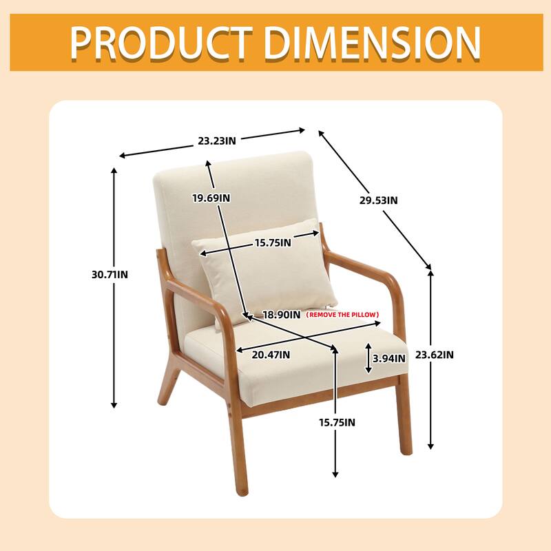 Homefun Corduroy Upholstered Mid-Century Modern Wood Frame Single Armchair for Living Room
