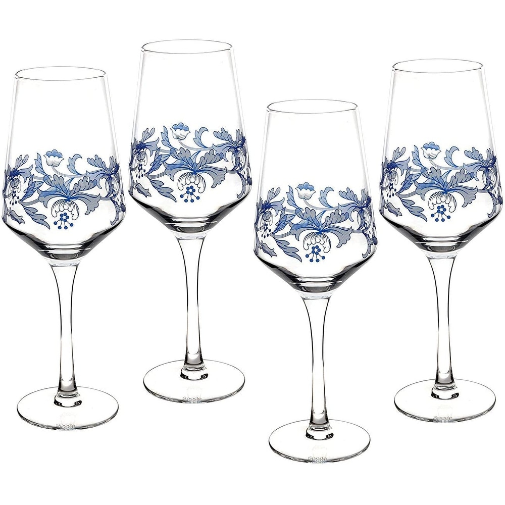 Blue Rose Polish Pottery  Cobalt Confetti Large Wine Glass Set