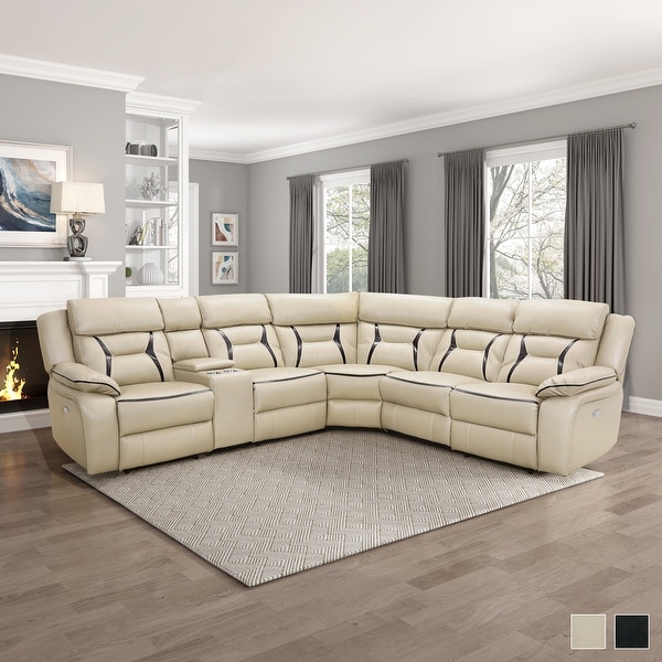 Faux leather sectional 2025 recliner