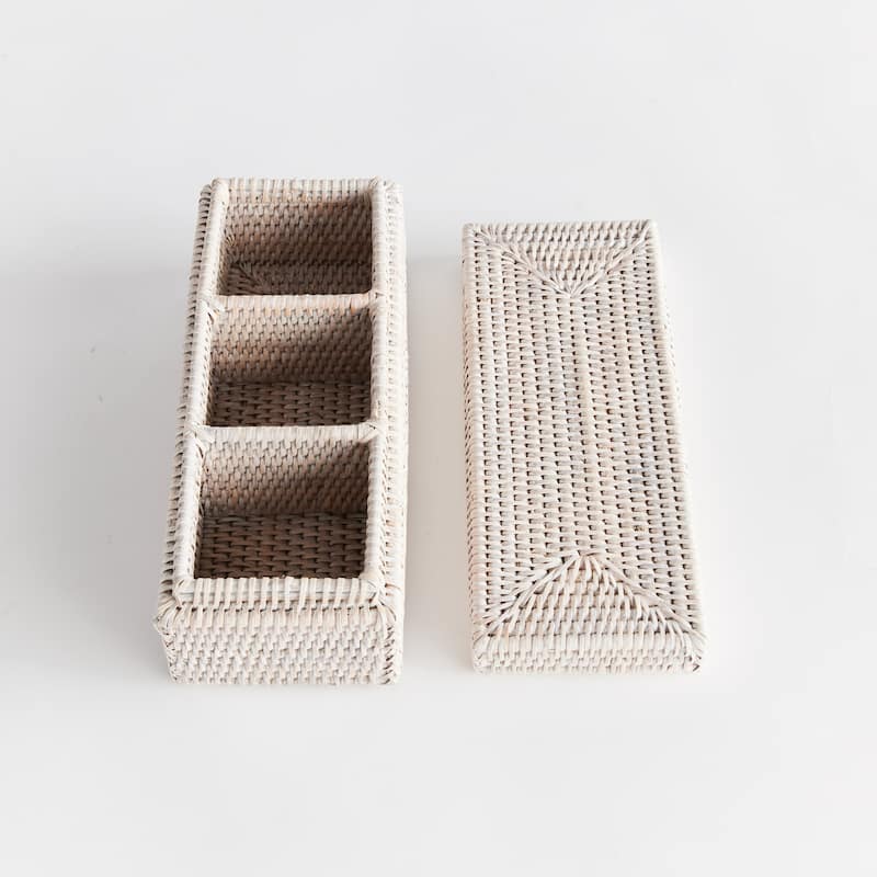 Burma Rattan 3-Compartment Lidded Box