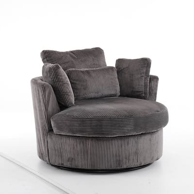 Velvet Crescent Upholstered Swivel Accent Chair