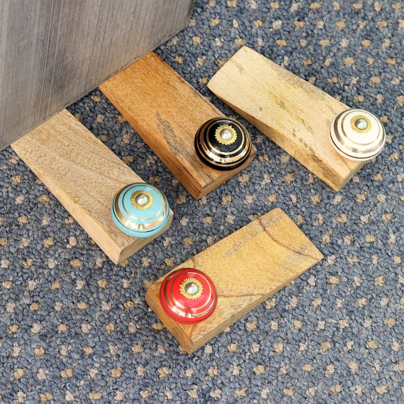 Novica Handmade Colorful Orbs Wood Door Stoppers (Set Of 4)