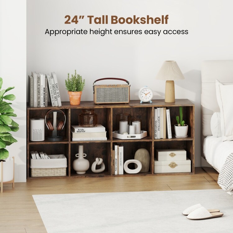 Engineered Wood 8-Cube Bookcase with Anti-Tip Kits - 48