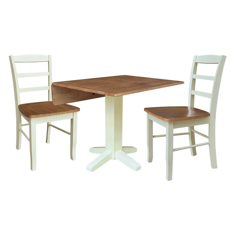 36" Round Drop Leaf Table with Two Dining Chairs