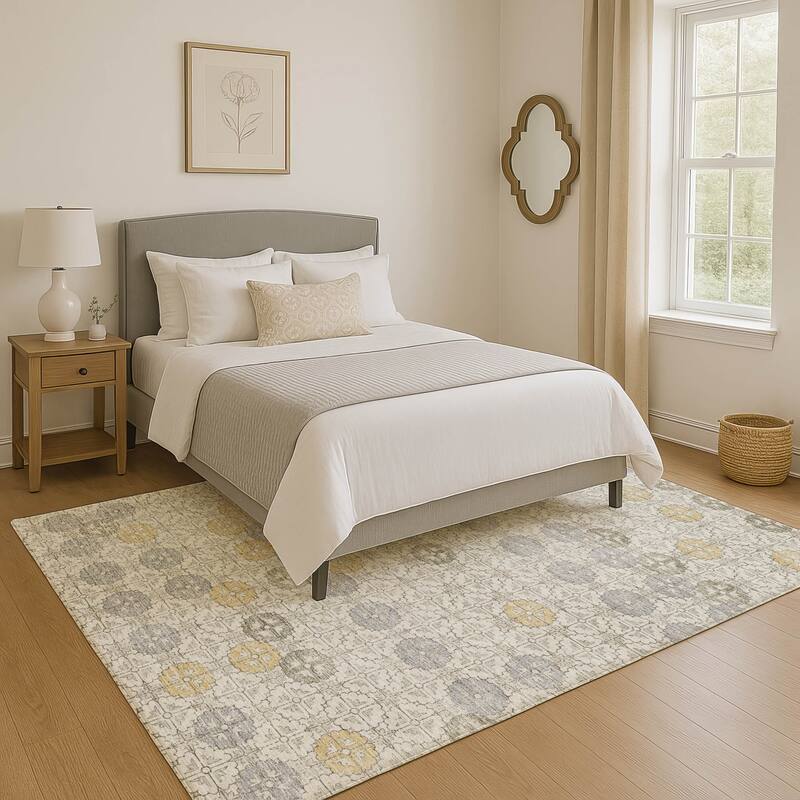 Premium Washable Super Soft Geo Mosaic Mayfield Rug - Ivory - 10' x 14'