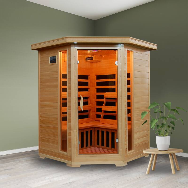 HeatWave Santa Fe 3-Person Hemlock Infrared Sauna with 7 Carbon Heaters - Hemlock