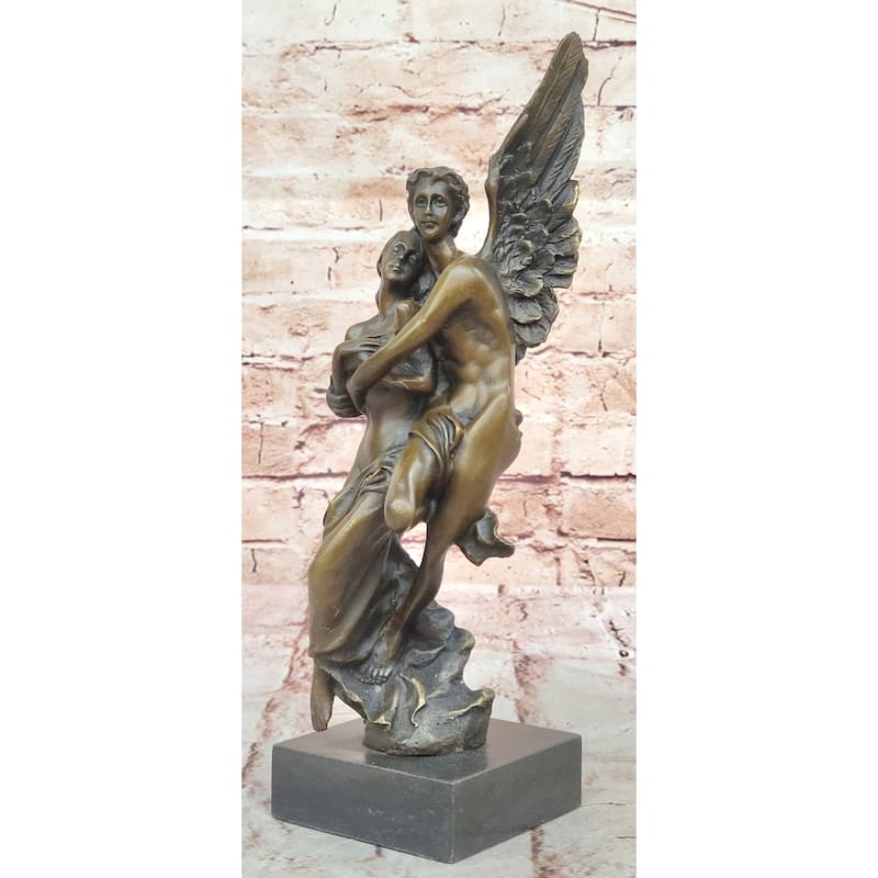 Bronze Angel Carrying Woman Statue – Romantic Eros Psyche